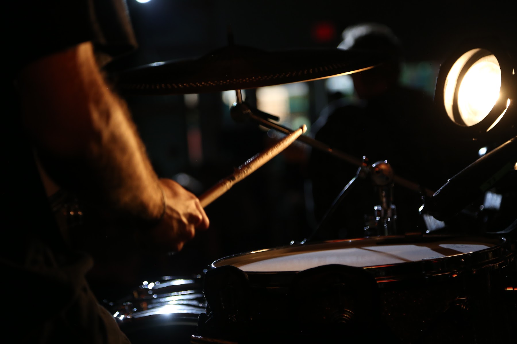 Close up of a student drumming